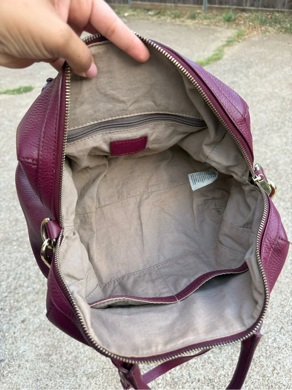 Versace 2012 Plum Leather Satchel with Gold Hardware